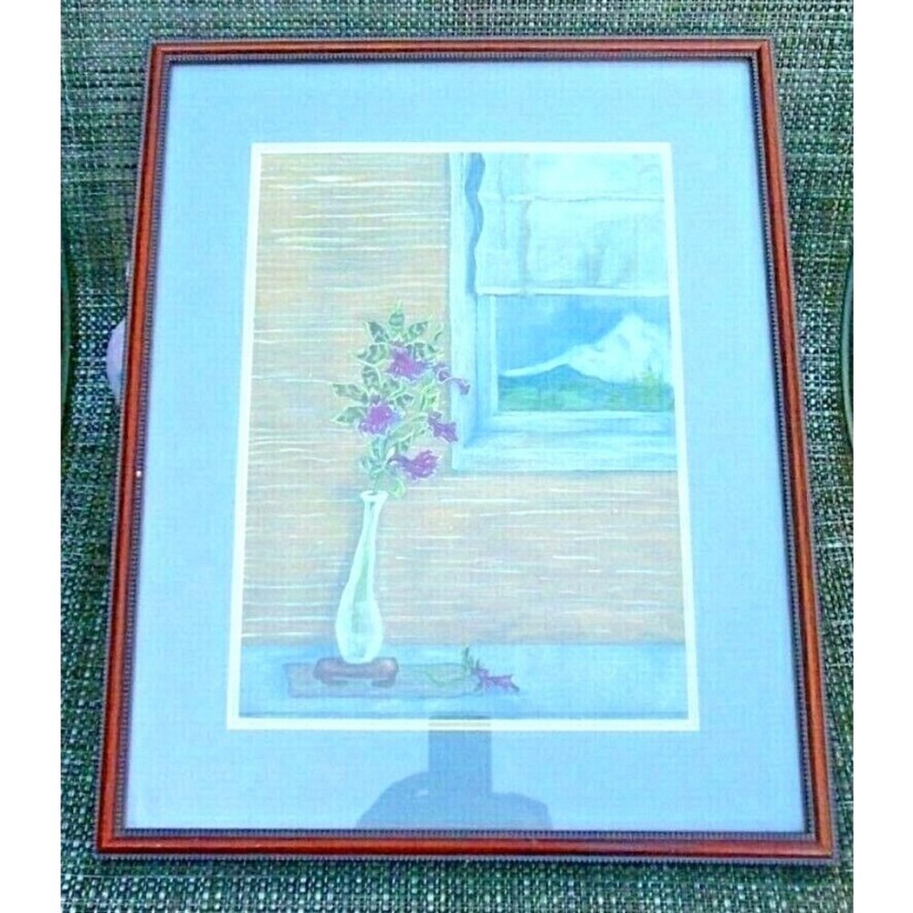 Original Pastel Painting of Orchids with a View of Mt Hood Oregon Signed
